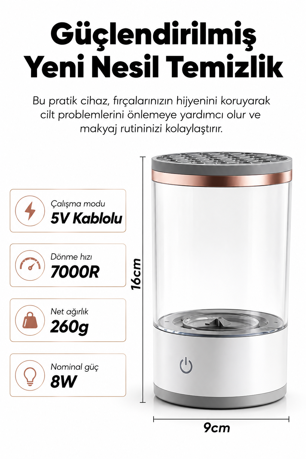Altvia-Care BrushGlow™ Otomatik Makyaj Fırçası Temizleme & Kurutma Cihazı