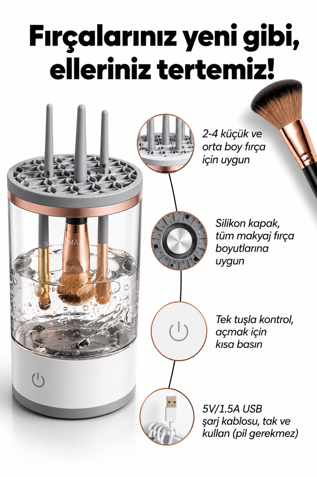 Altvia-Care BrushGlow™ Otomatik Makyaj Fırçası Temizleme & Kurutma Cihazı